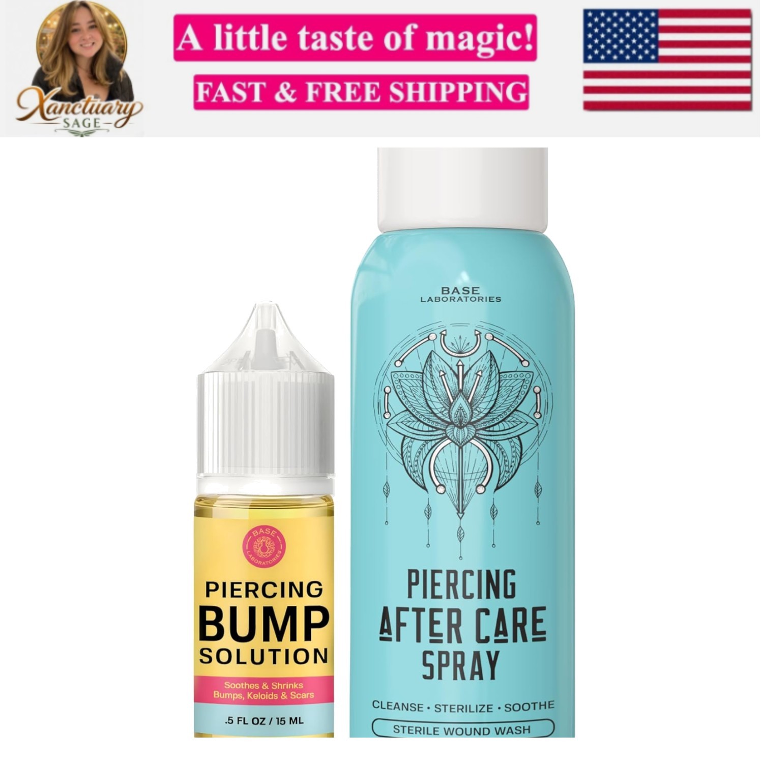 Piercing Aftercare Kit: Keloid & Piercing Bump Solution Oil15ml + Piercing Af...
