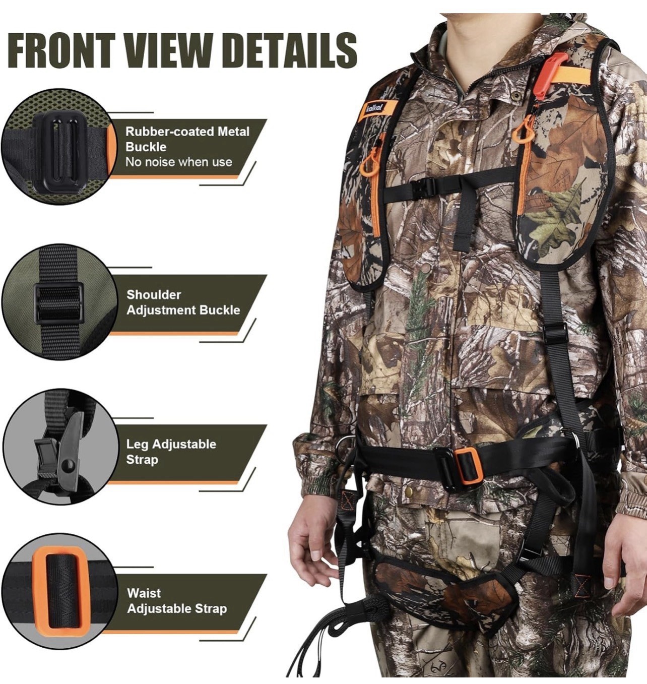 Kalkal Tree Stand Harness, Hunter Safety System Harness Lightweight Padded M/XL