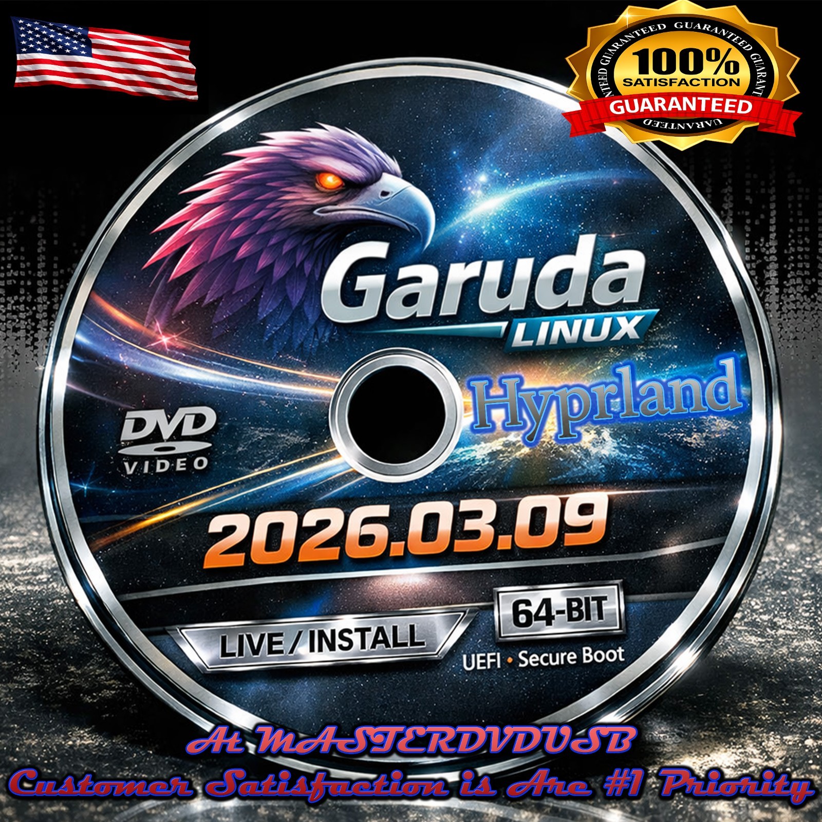 Garuda Linux Hyprland 2026.03.09  Live  Installer  DVD SHA256 Verifyed Fast Ship