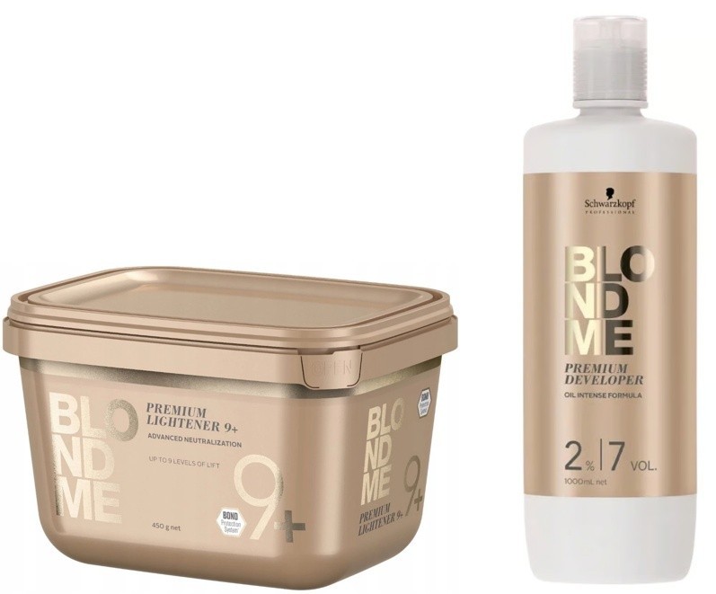 Schwarzkopf BlondMe Lightener 9+ and BM Dev. 2 % 7 Vol Duo,33.8, 15.8oz