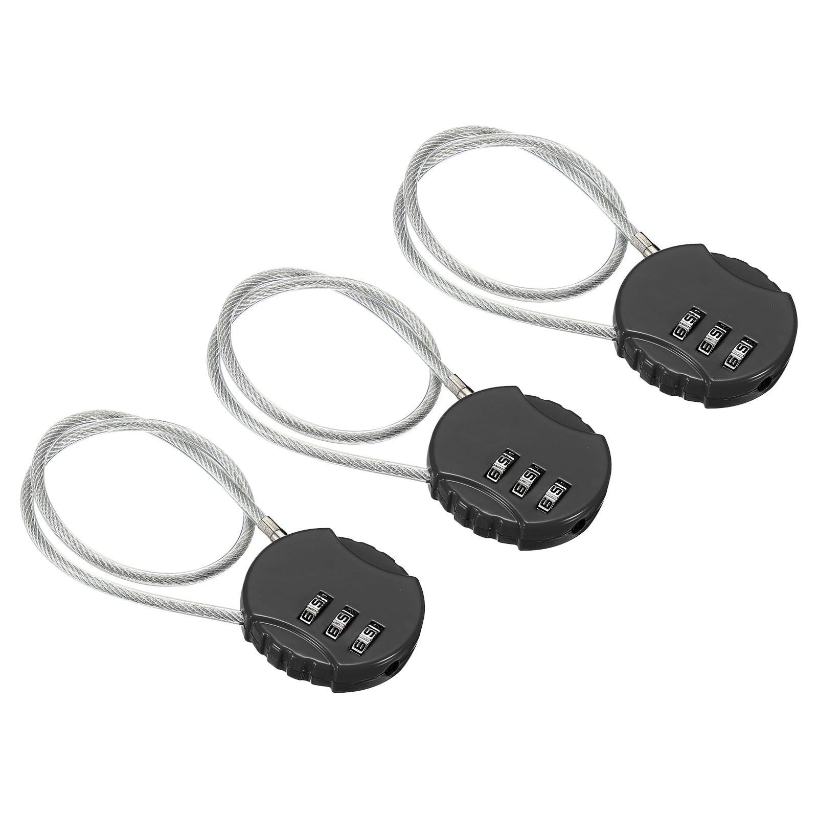 Small Combination Block 11.8", 3pc 3 Digit Luggage Lock, Black
