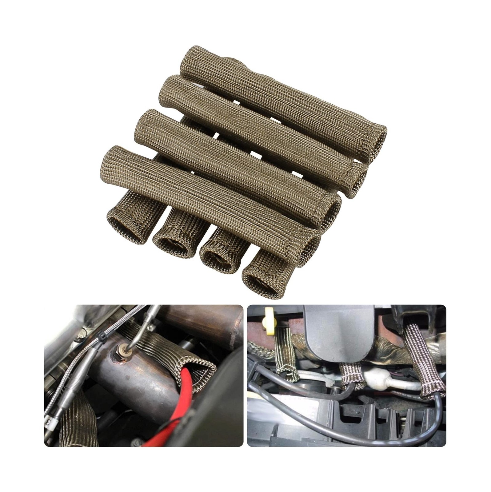 Titanium Spark Plug Wire Heat Shield & Sleeve - 2500F High Temp Protection, 8...