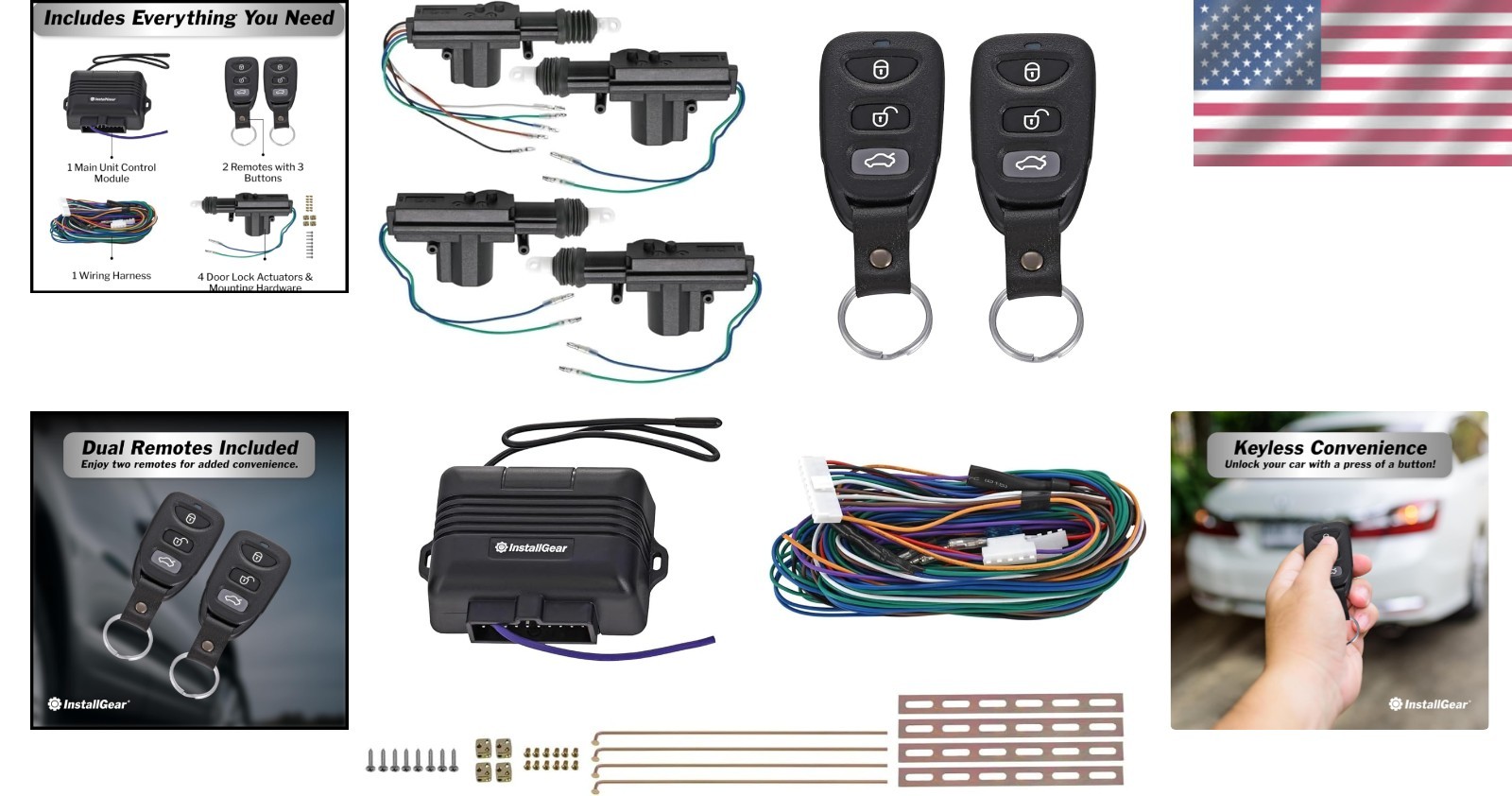 2-Button Remote Keyless Entry System with Visual Lock Confirmation & Actuators