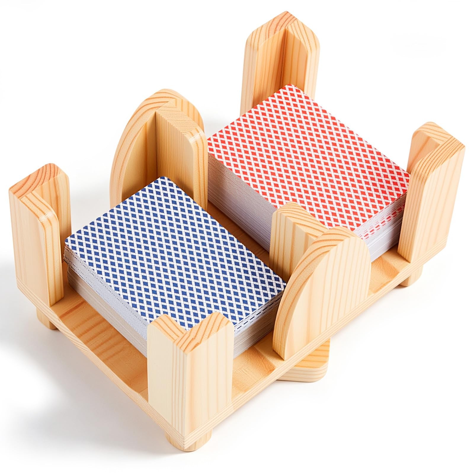Upgraded 6 Decks Wood Playing Card Holder 360Â° Rotating, Canasta Card Holder
