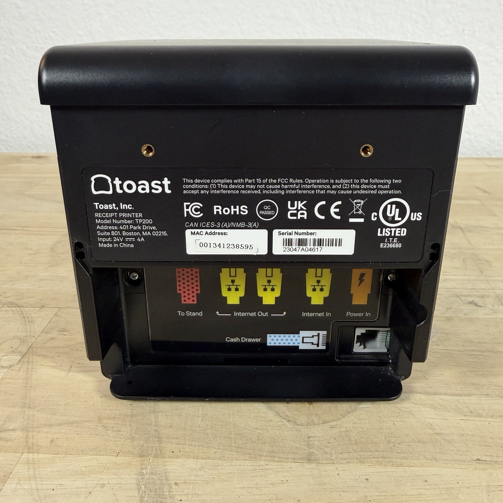 Toast Flex TP200 POS Thermal Receipt Printer Tested Working with Wall Mounts