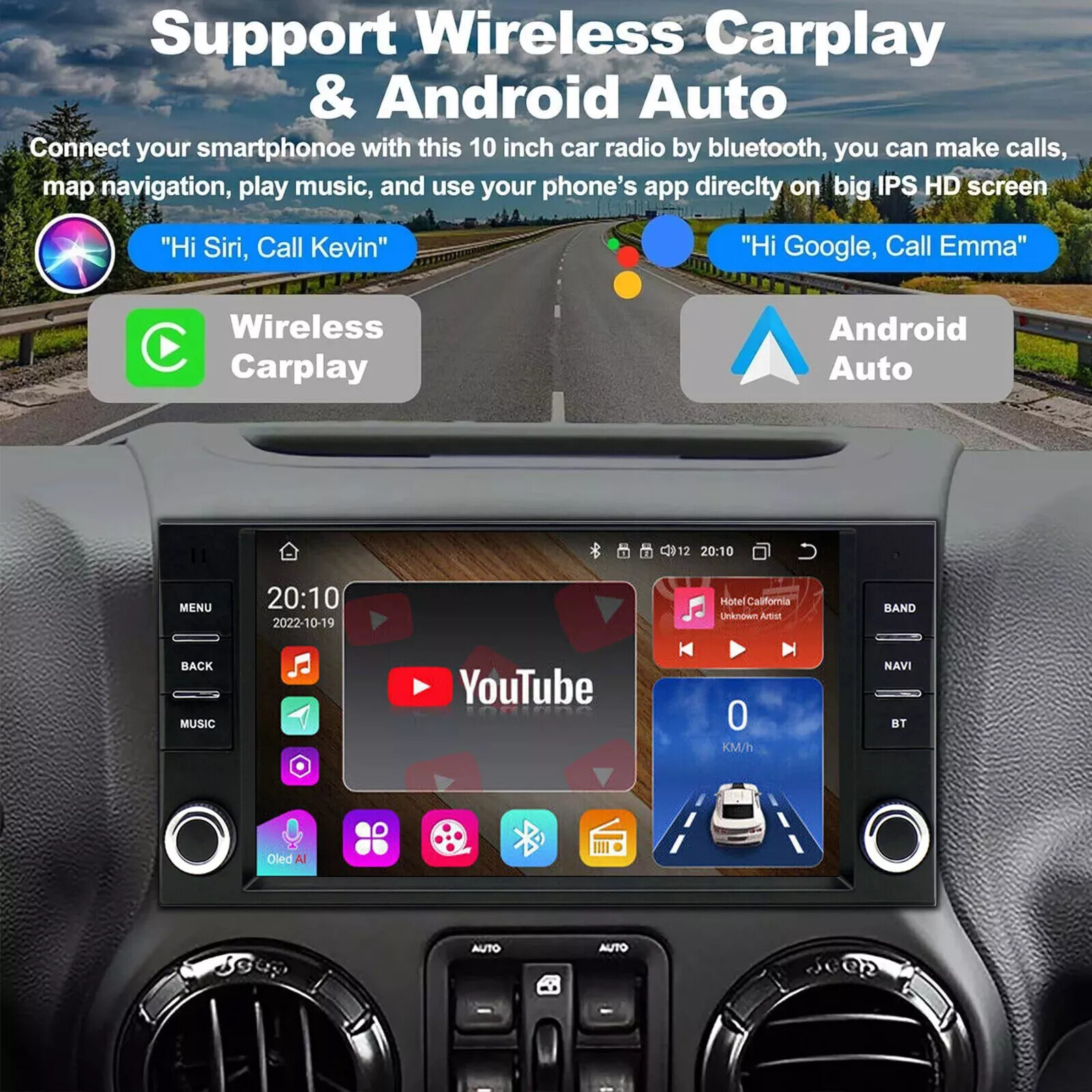 For 2007-2017 Jeep Wrangler JK GPS w/Cam 7" Android12 Carplay Radio Stereo 2+32G