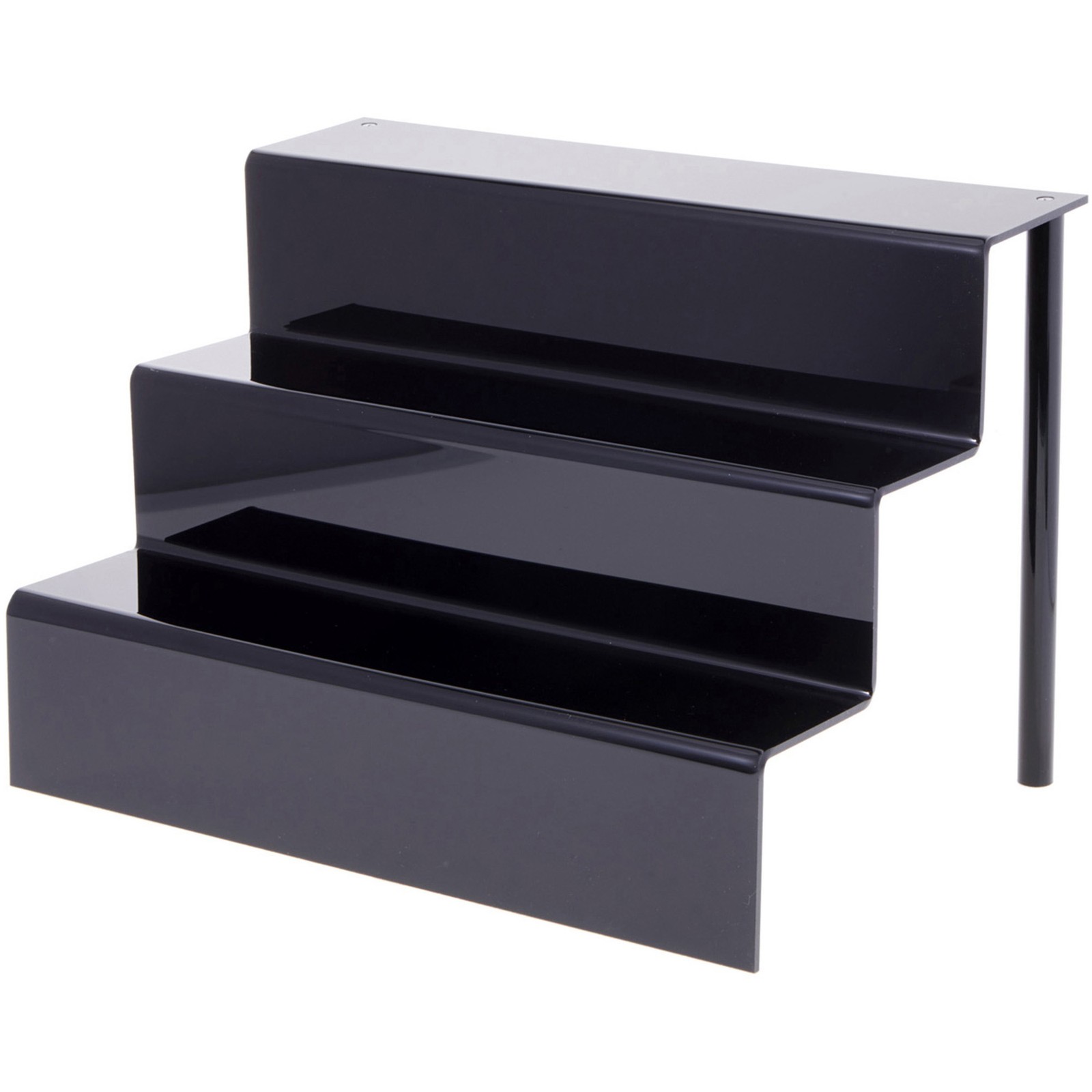 Plymor Black Acrylic 3-Step Display Stairs, 12.25" H x 18" W x 12.25" D