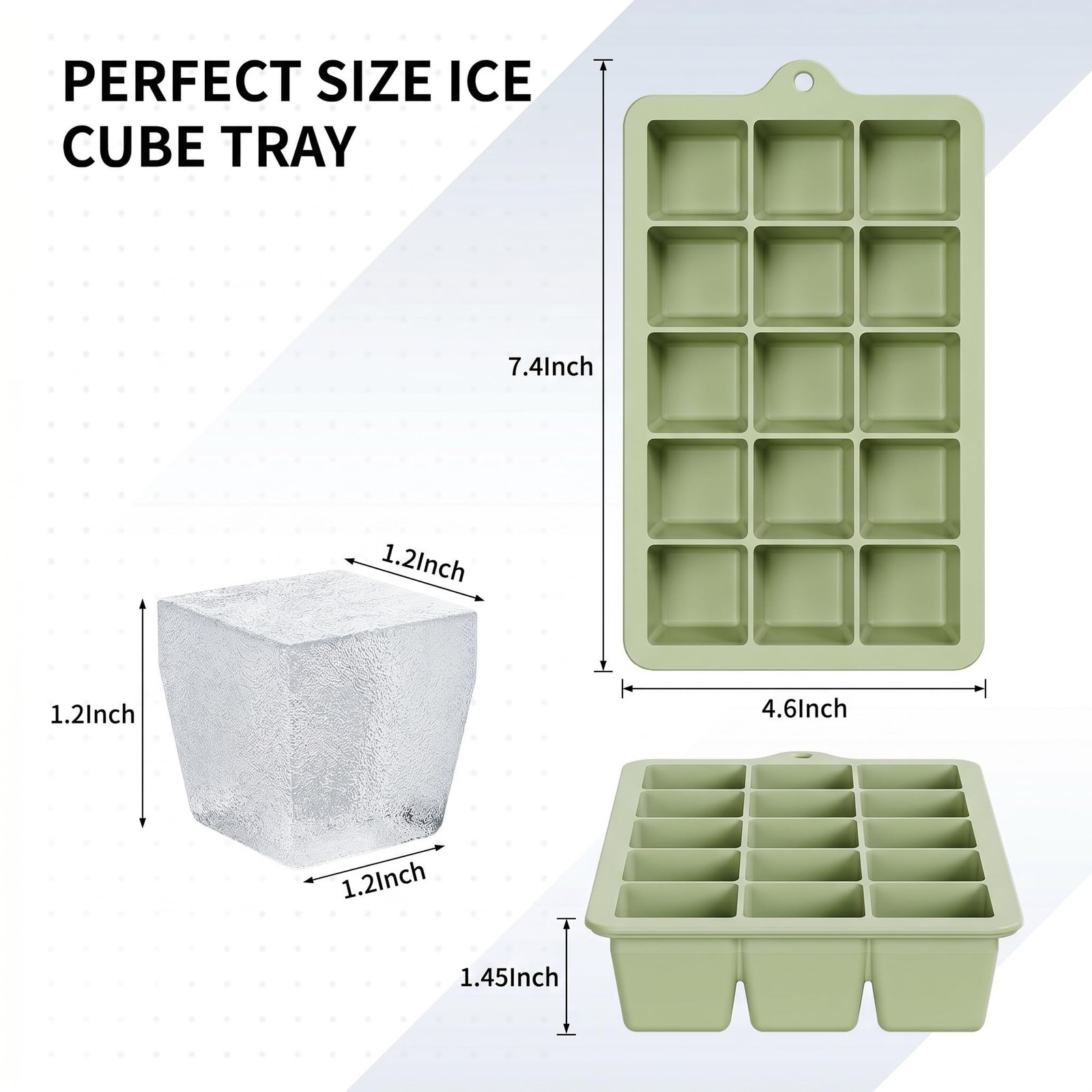 2 Pack Green Silicone Ice Cube Trays Easy Release with Lids