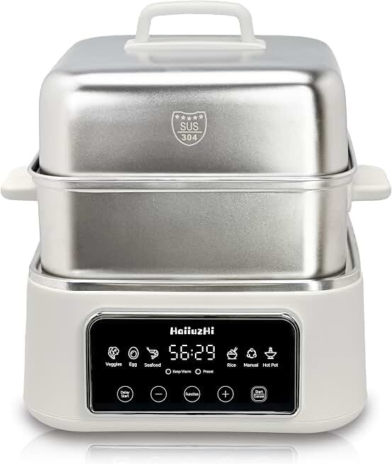 Electric Food Steamer 12.7 QT, Double-Tier 8-in-1 Vegetable & Meal Steamer