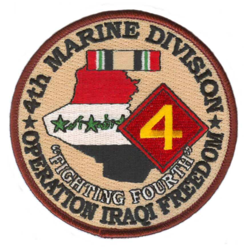 4" MARINE CORPS 4TH DIVISION OPERATION IRAQI FREEDOM MEDAL EMBROIDERED PATCH