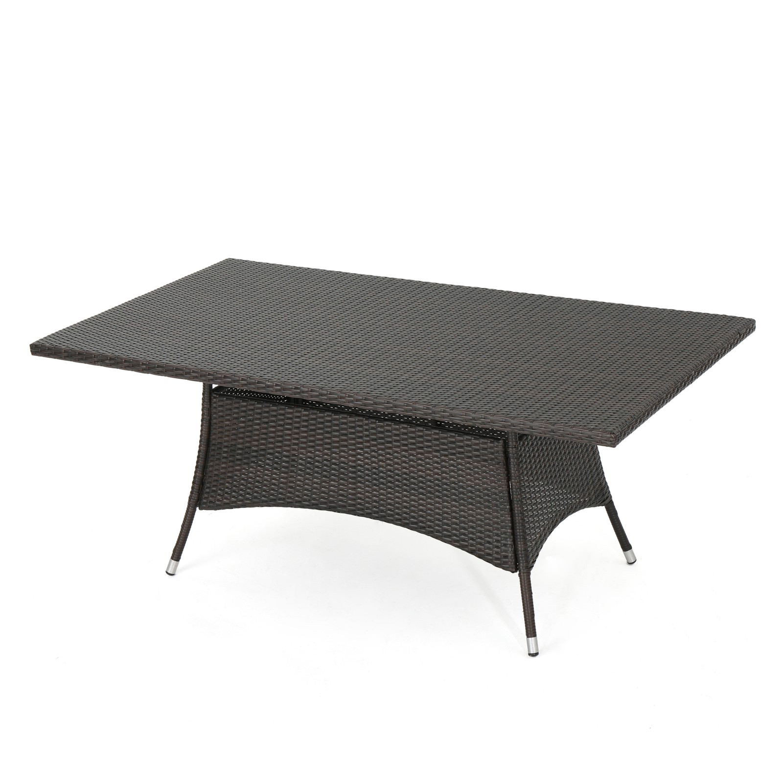CORSICA Rectangular Outdoor Dining Table Brown PE Rattan Wicker Iron Frame
