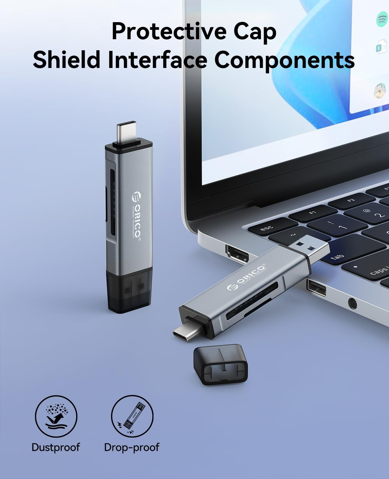 TF SD Card Reader USB 3.0 -, Dual Slot Dual Interface 5Gbps High Speed Memory...