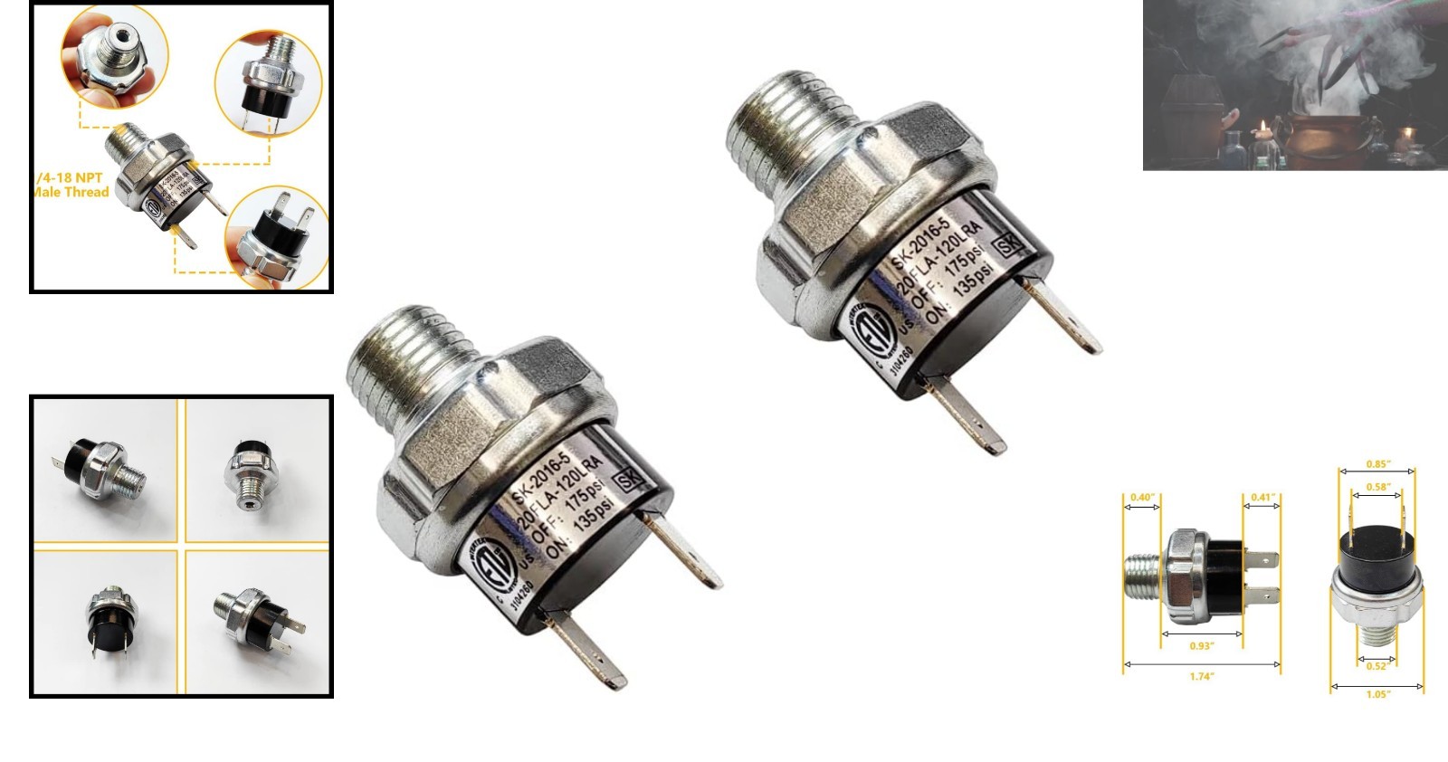 Versatile Tank-Mounted Air Pressure Switch 135-175 PSI for Dual Voltage Systems
