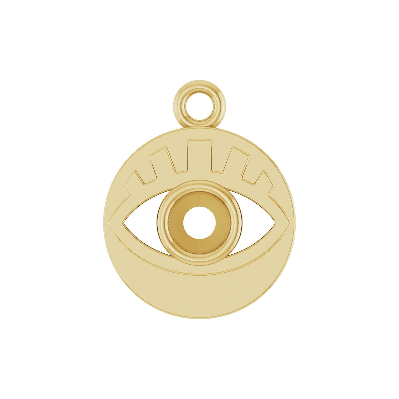 10K 14K 18K Gold, Platinum & Silver 3 mm Round Evil Eye Dangle
