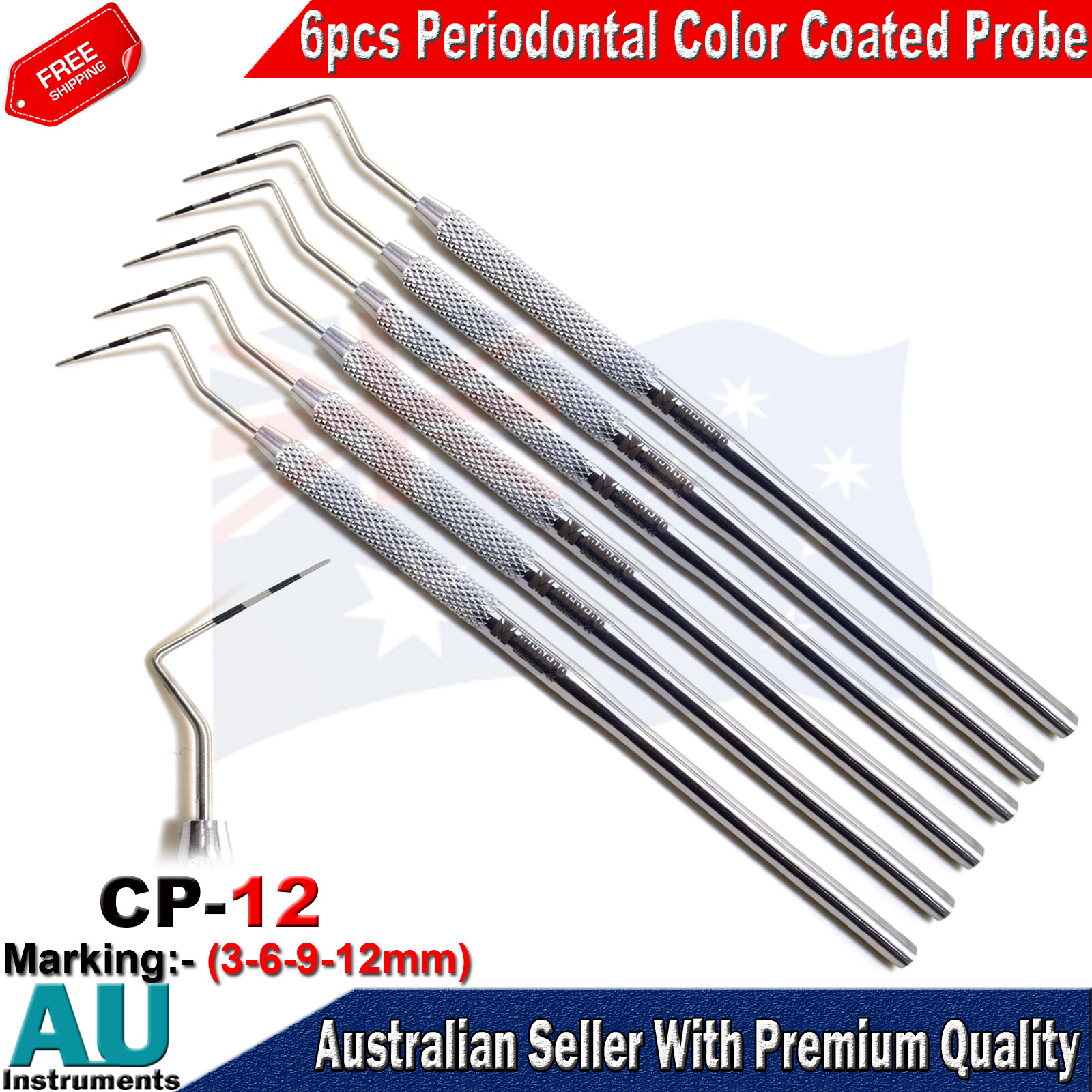 Perio Examination Probe CP12 Dental Instruments Screening Perio Color Coated New