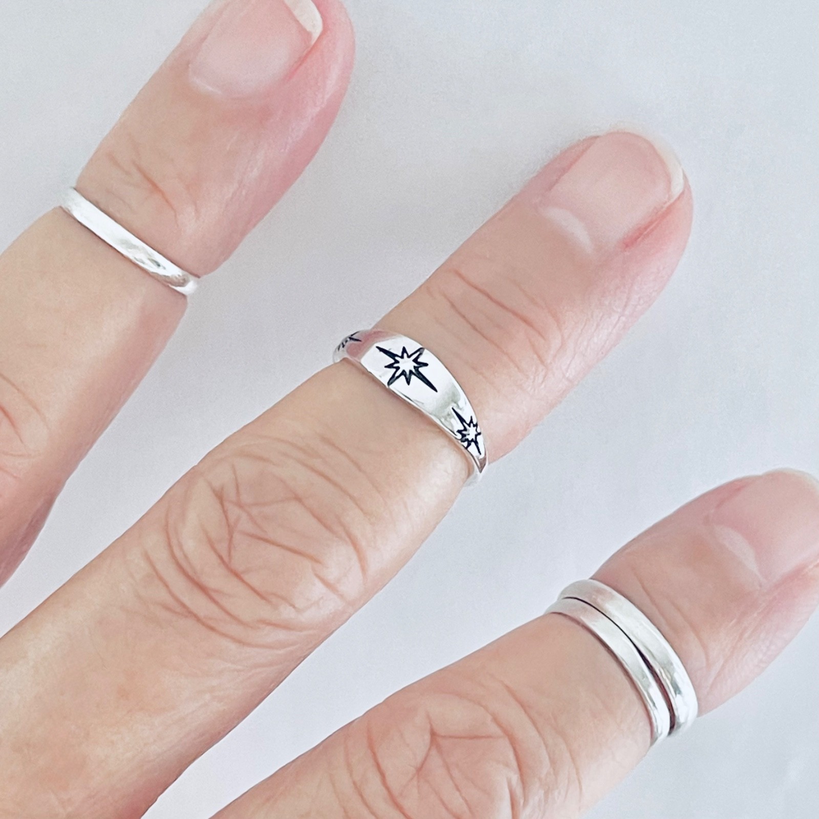 Sterling Silver Moon and Star Toe Ring, Celestial Silver Rings