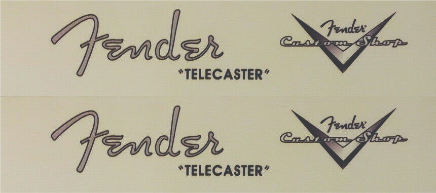 2 (Two) Fender Telecaster Spaghetti w/custom shop headstock waterslide decals