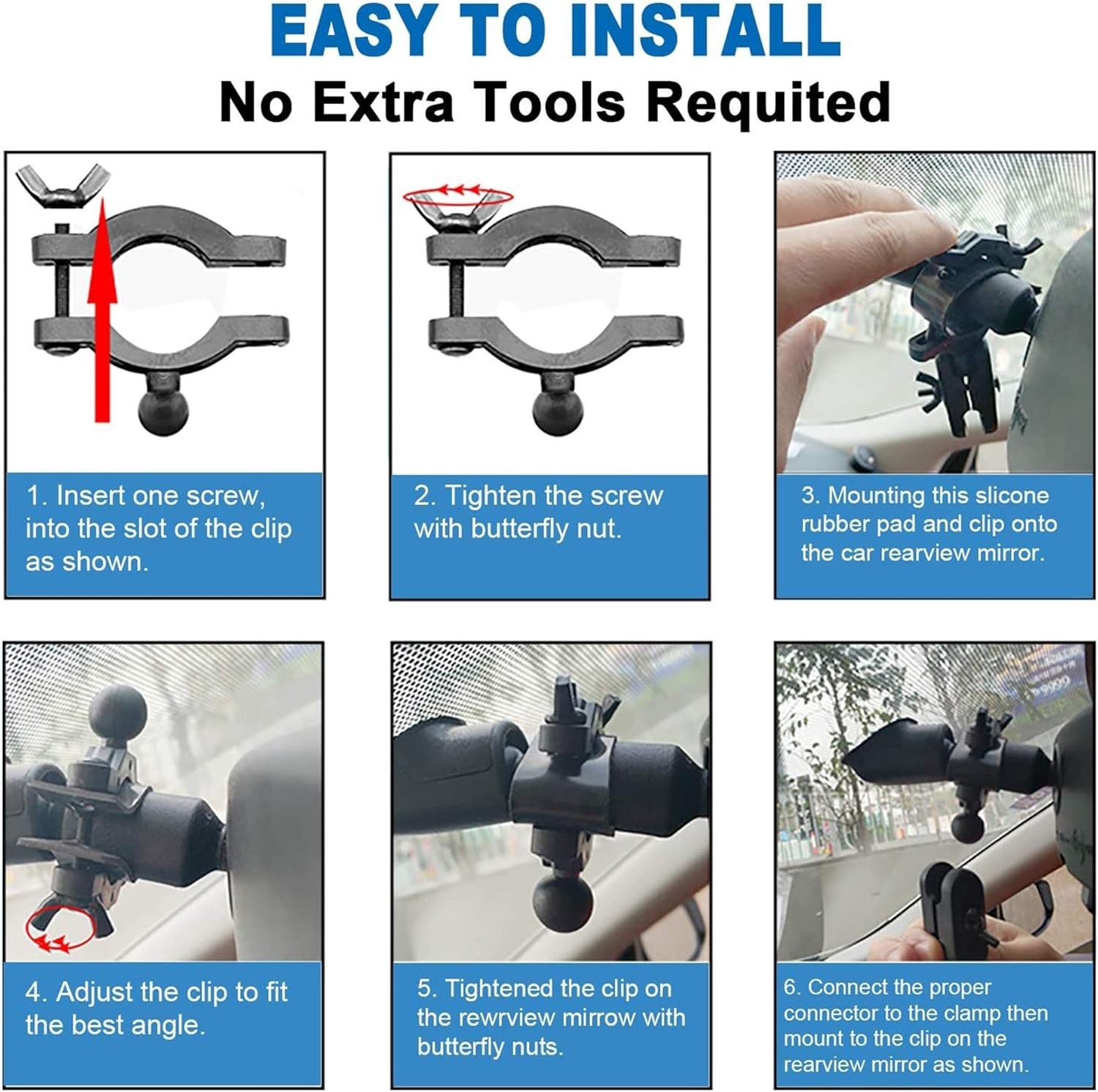16-Piece Adjustable Dash Cam Mount Kit - Secure & Versatile Vehicle Solution