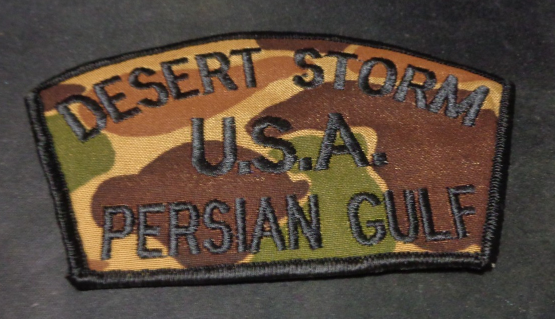 MILITARY PATCH OLDER SEW ON DESERT STORM USA PERSIAN GULF CAMO NEW SHOULDER NOS