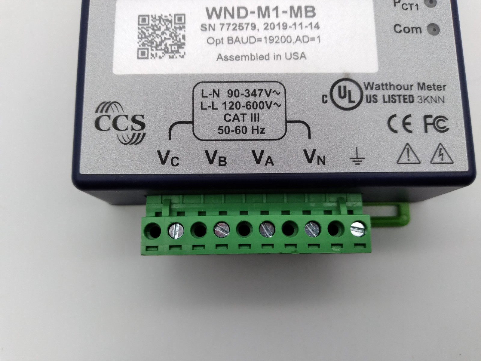 CONTINENTAL CONTROL SYSTEMS WattNode Module WND-M1-MB / WNDM1MB