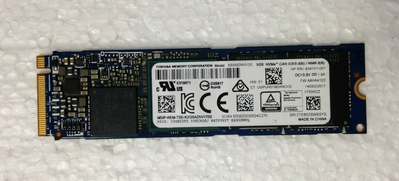 Toshiba KXG50ZNV512G HP 934101-001 512GB SSD NVMe