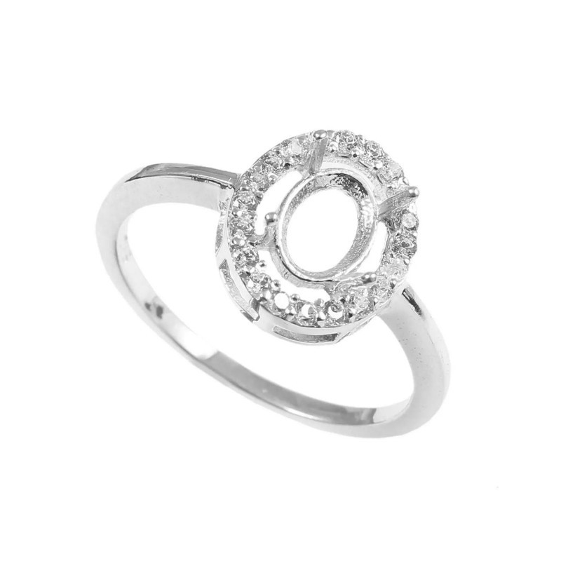 925 Sterling Silver Semi Mount 4x6 mm Oval Shape Blank Setting Engagement Ring