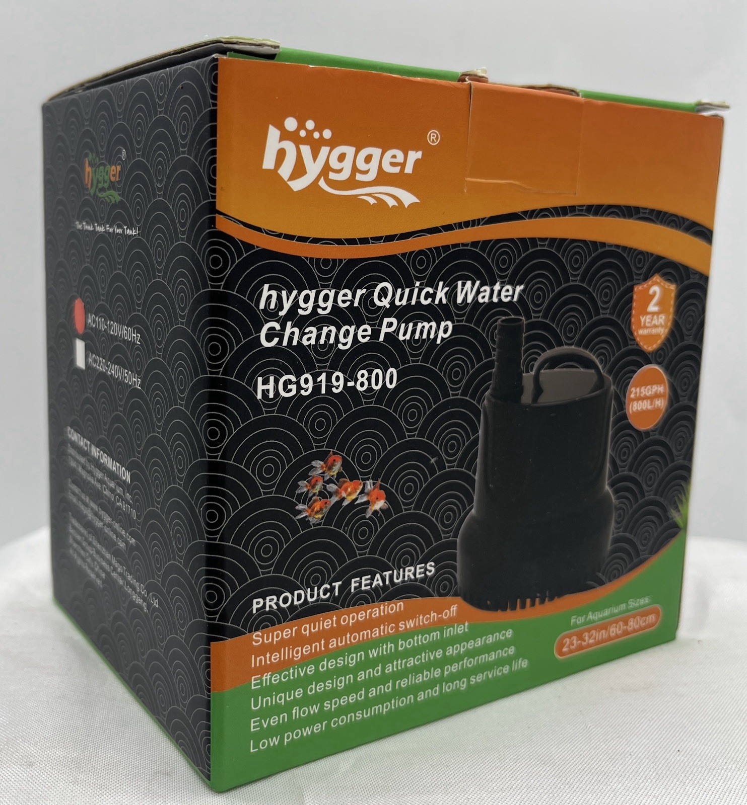 Hygger Aquarium Pump - Submersible Dual Adapter HG919-800 18W   AC110-120V/60Hz