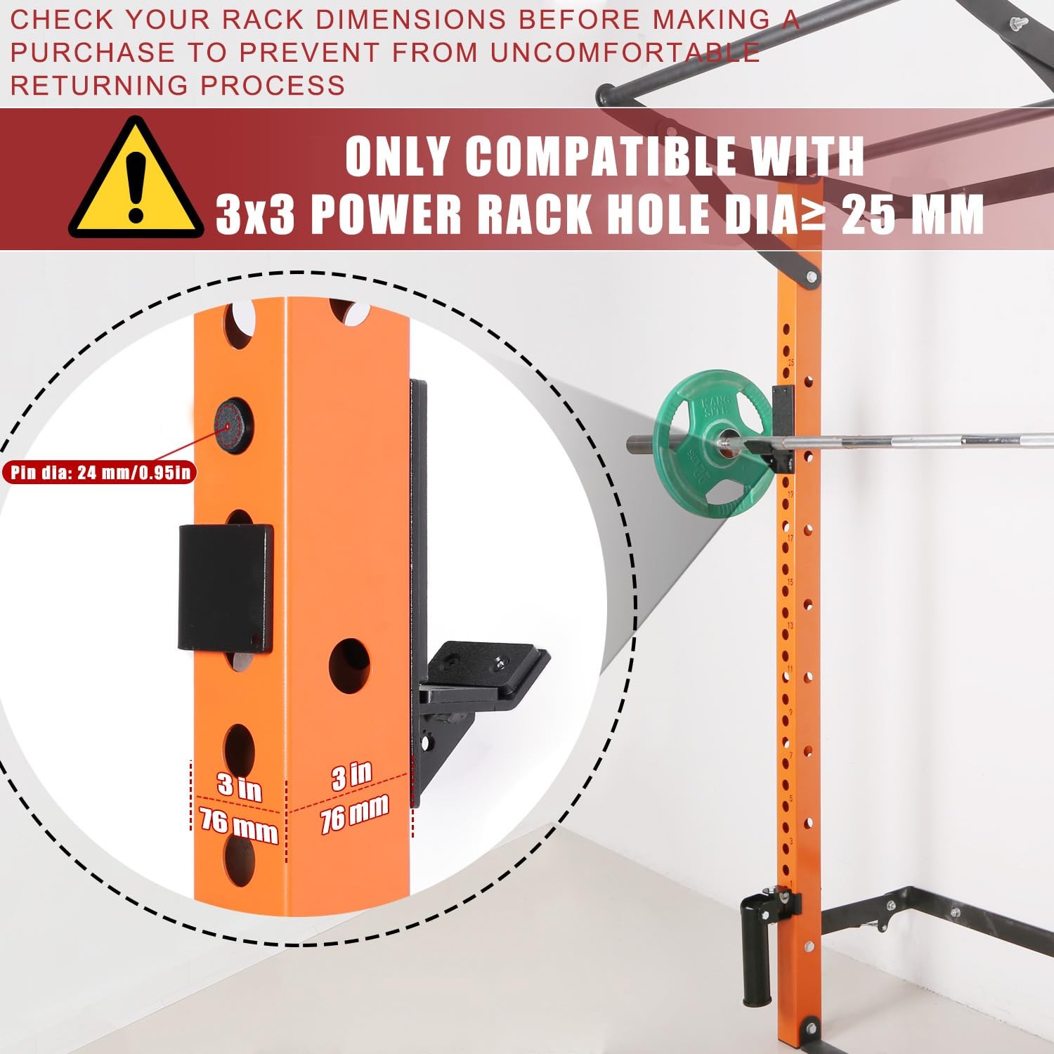 J-Hooks for 3"x3" Squat/Power Rack(1" Hole), Heavy Duty J-Cups Barbell Holder...
