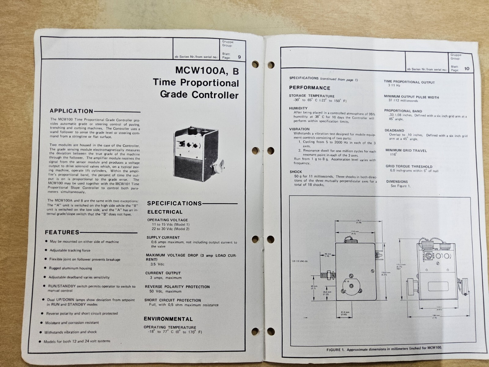 Wirtgen, Model MCW100A, B - Time Proportional Grade Controller. German /...