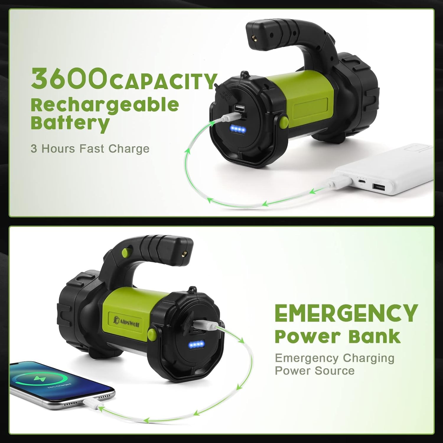 Rechargeable LED Camping Lantern with Flashlight Spotlight