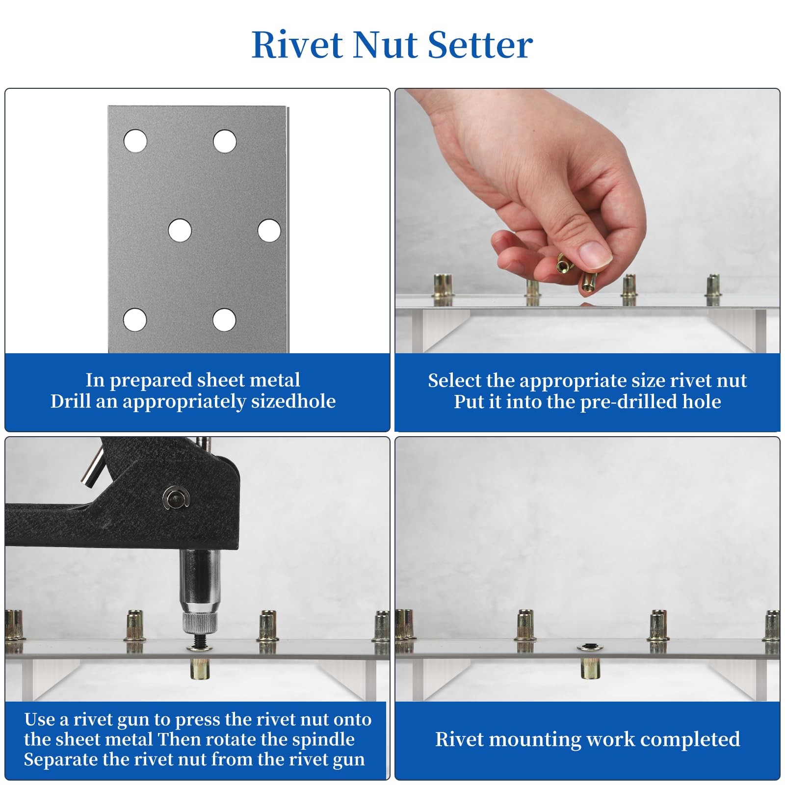 Rivet nut Tool kit,rivnut Tool,500Pcs Metric Rivet Nut Combination (M3/M4/M5/