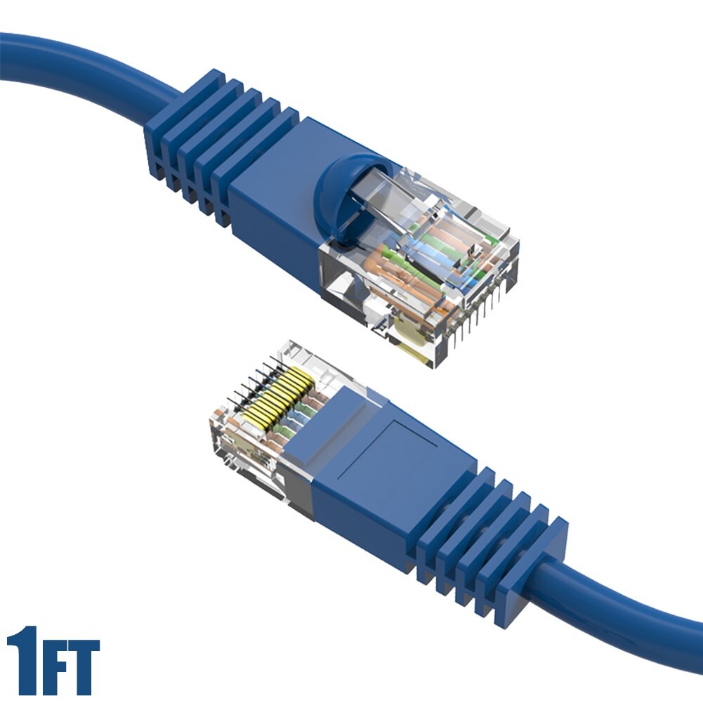 1FT Cat5E RJ45 Ethernet LAN Network UTP Snagless Patch Cable Pure Copper Blue