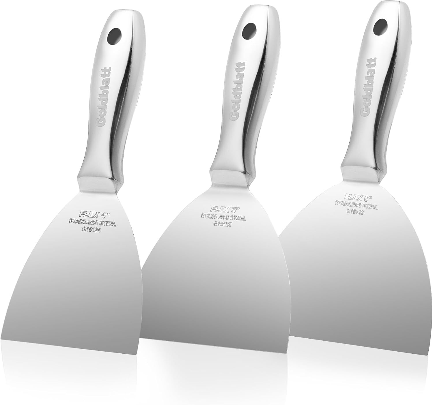 Goldblatt 3PC Putty Knife Set 4" 5" 6" Paint Scraper Stainless Steel Joint Knife