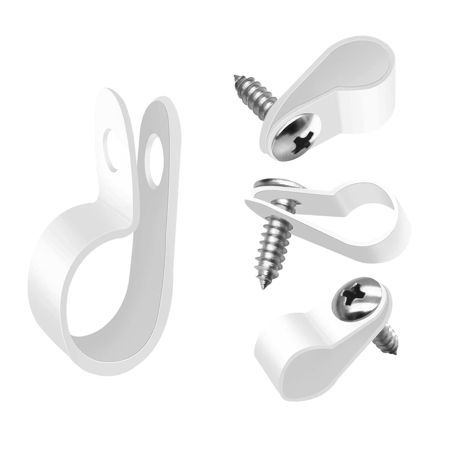 mankk 100PCS 1/4 Inch Rope Light Clips P-Style 100 Pack With Screws