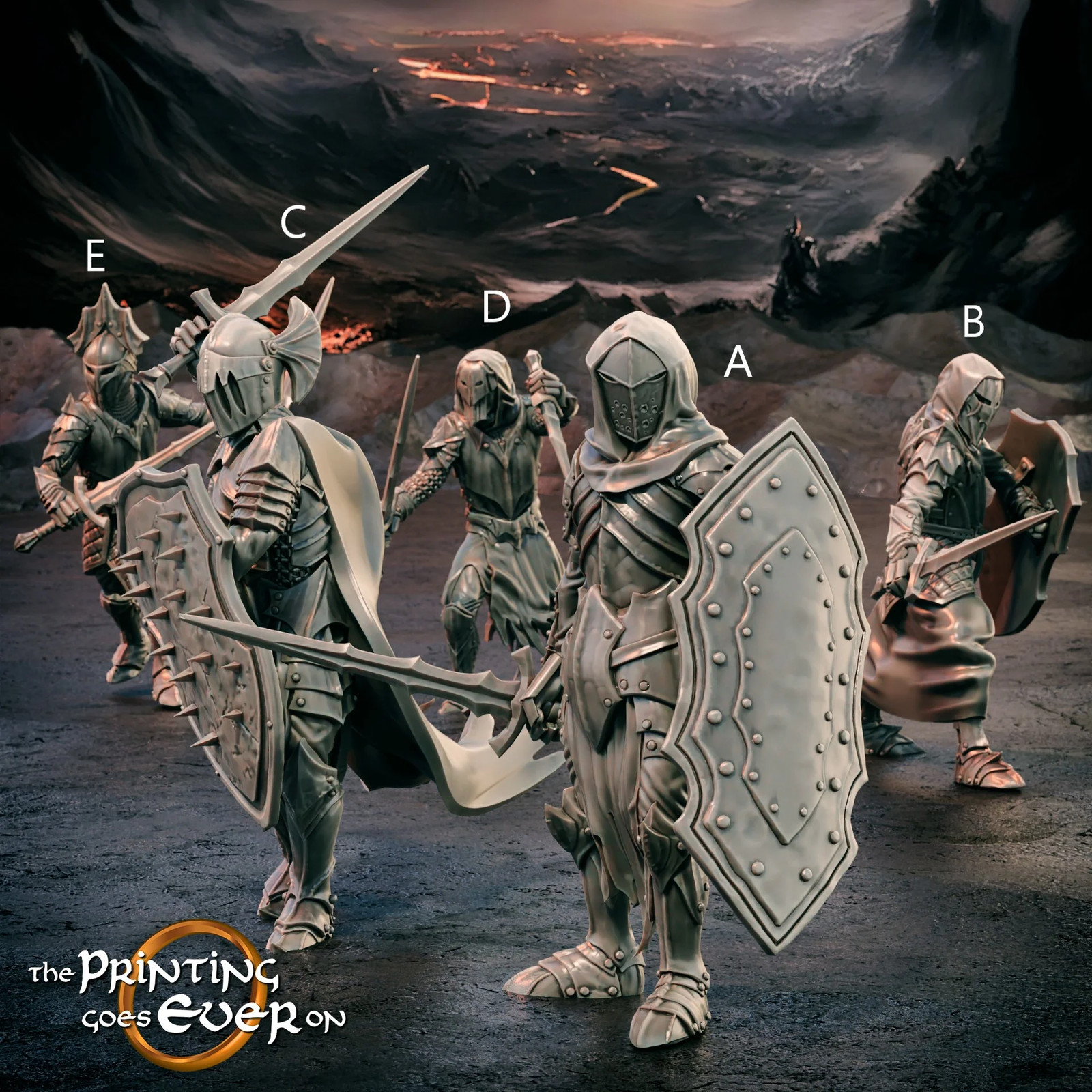 Shadow Knights - On Foot (Set of 5) - 28-32mm - Resin Tabletop Miniatures