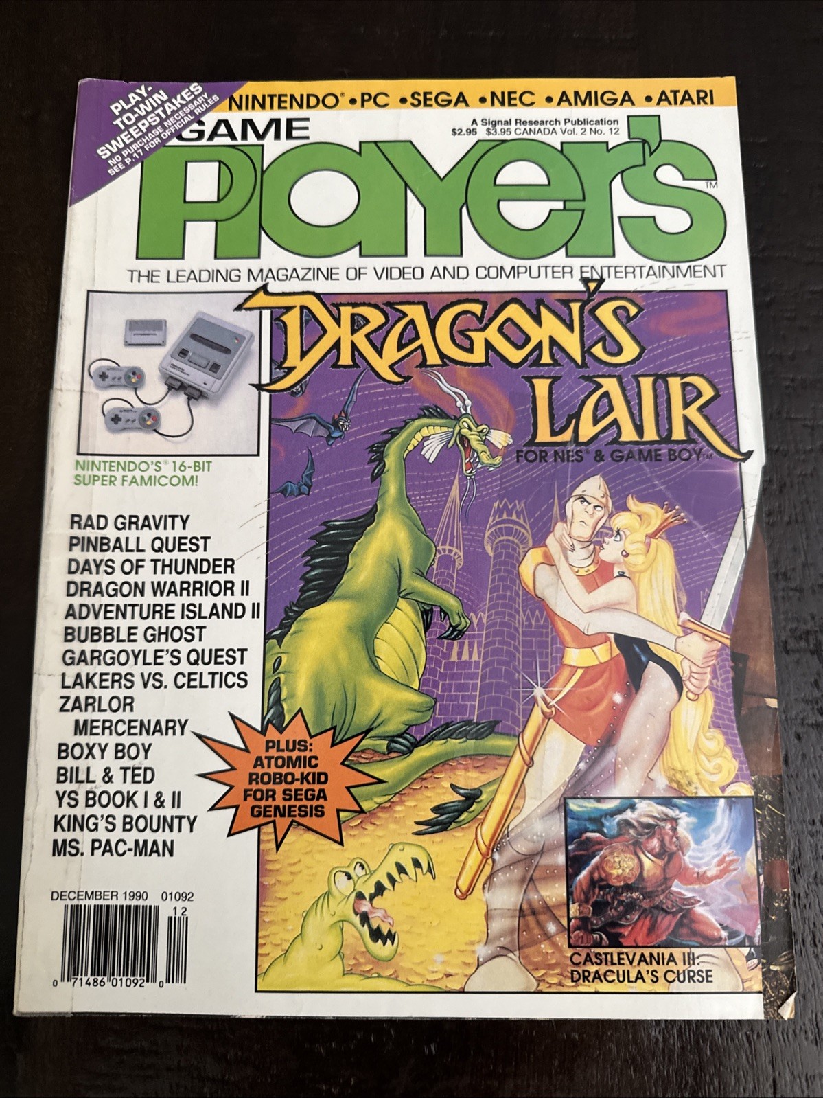 Game Players Magazine Vol. 2 #12 (Dec 1990). Dragon’s Lair