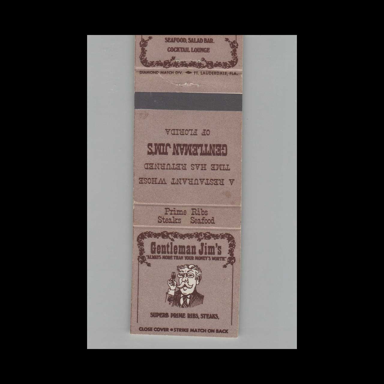Matchbook Cover Gentleman Jim's Ft. Lauderdale, FL