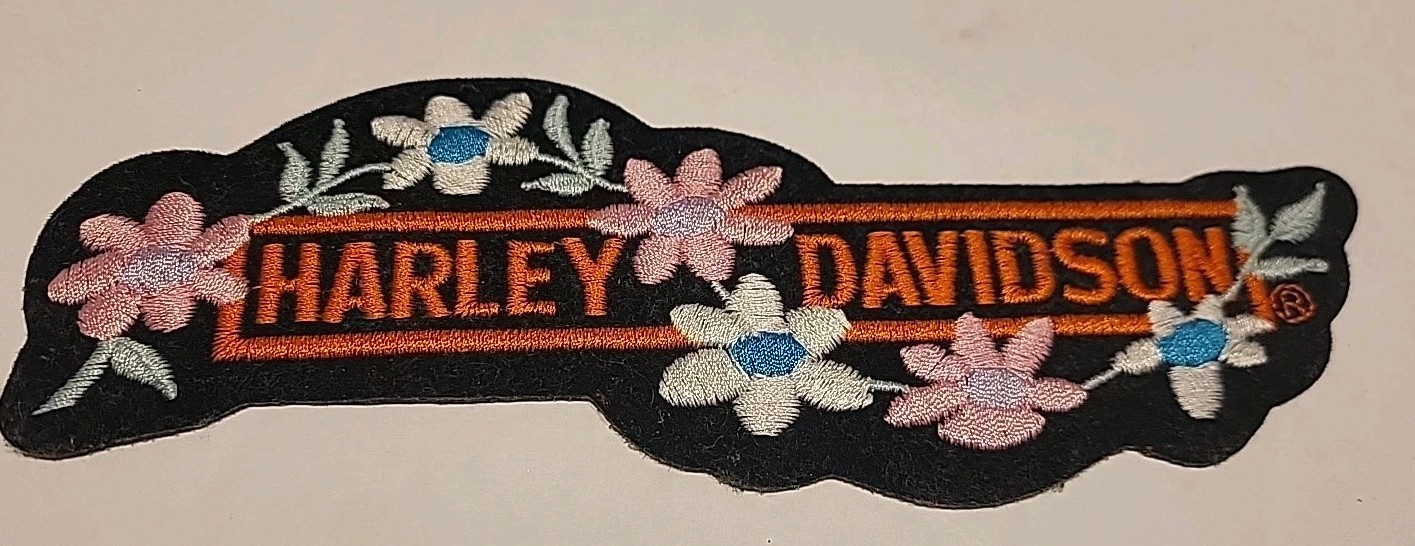 Harley Davidson  Patch  Sew or Iron Motorcycle moto Lady New 6 1/2" Flowers