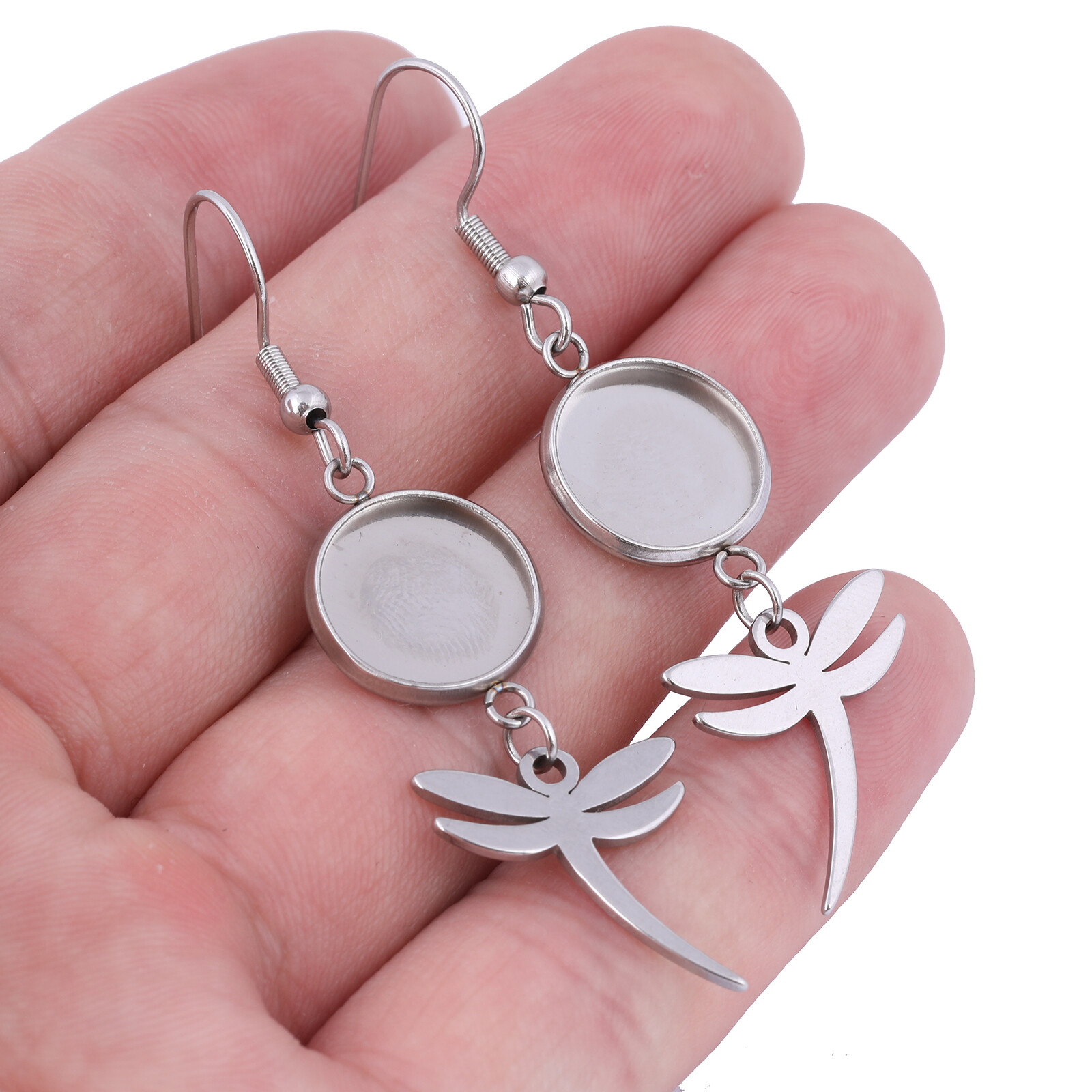 20pcs Stainless Steel Leaf Connector Cabochon Earring Base Setting Blanks 10mm