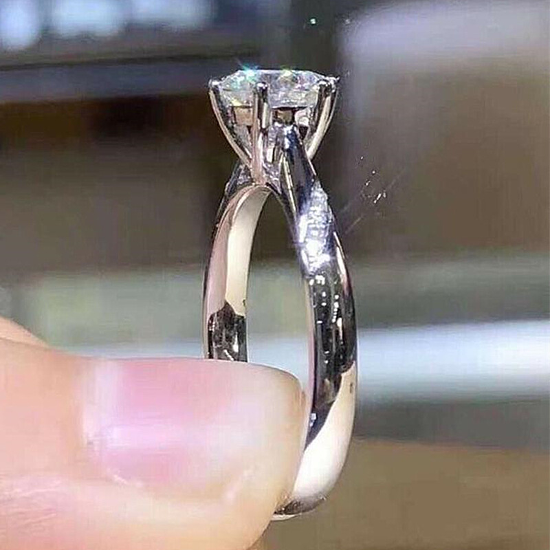 Pretty Jewelry 925 Silver Plated Ring Cubic Zircon Anniversary Ring Sz 6-10