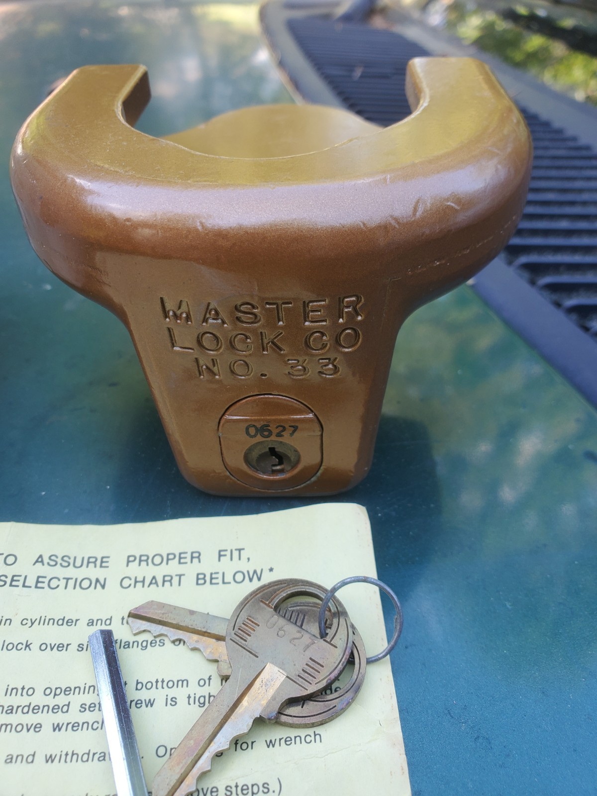 Master No. 33 Trailer Lock. NIB. 1 7/8" Coupler