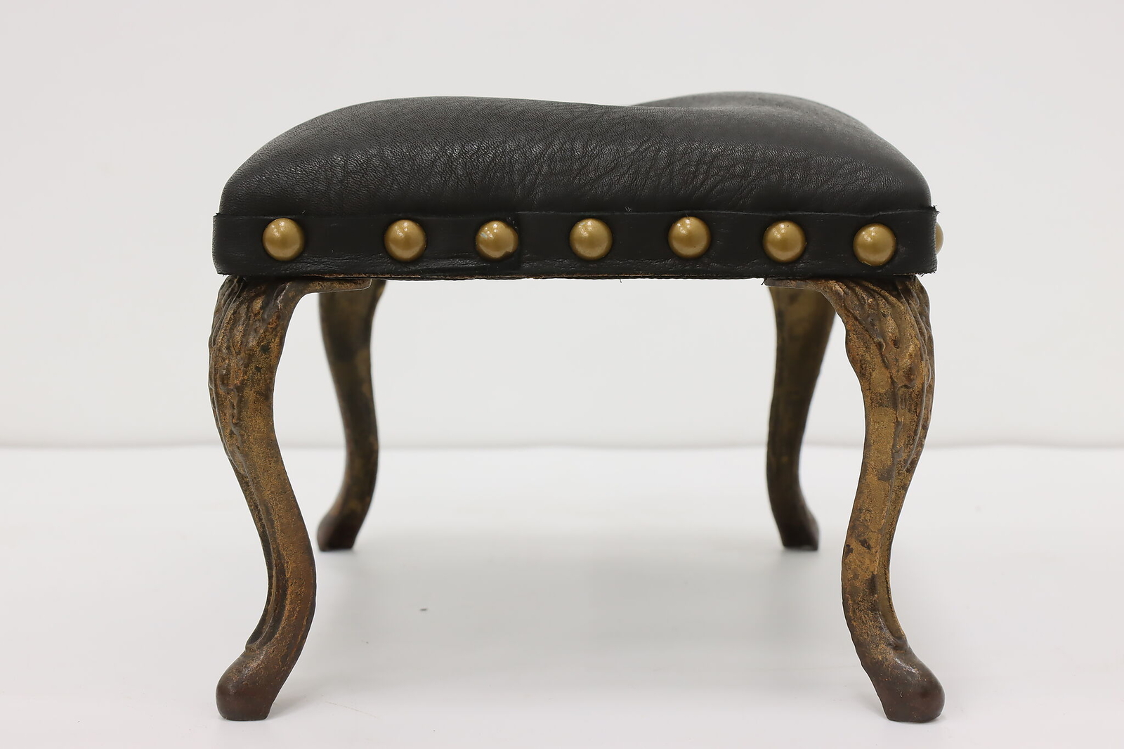 Victorian Antique Iron & Leather Footstool #54301
