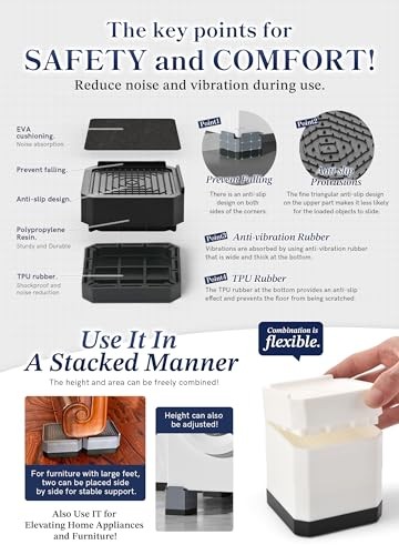 Bed Risers Furniture Risers Heavy-Duty two layers 3inches Black-square