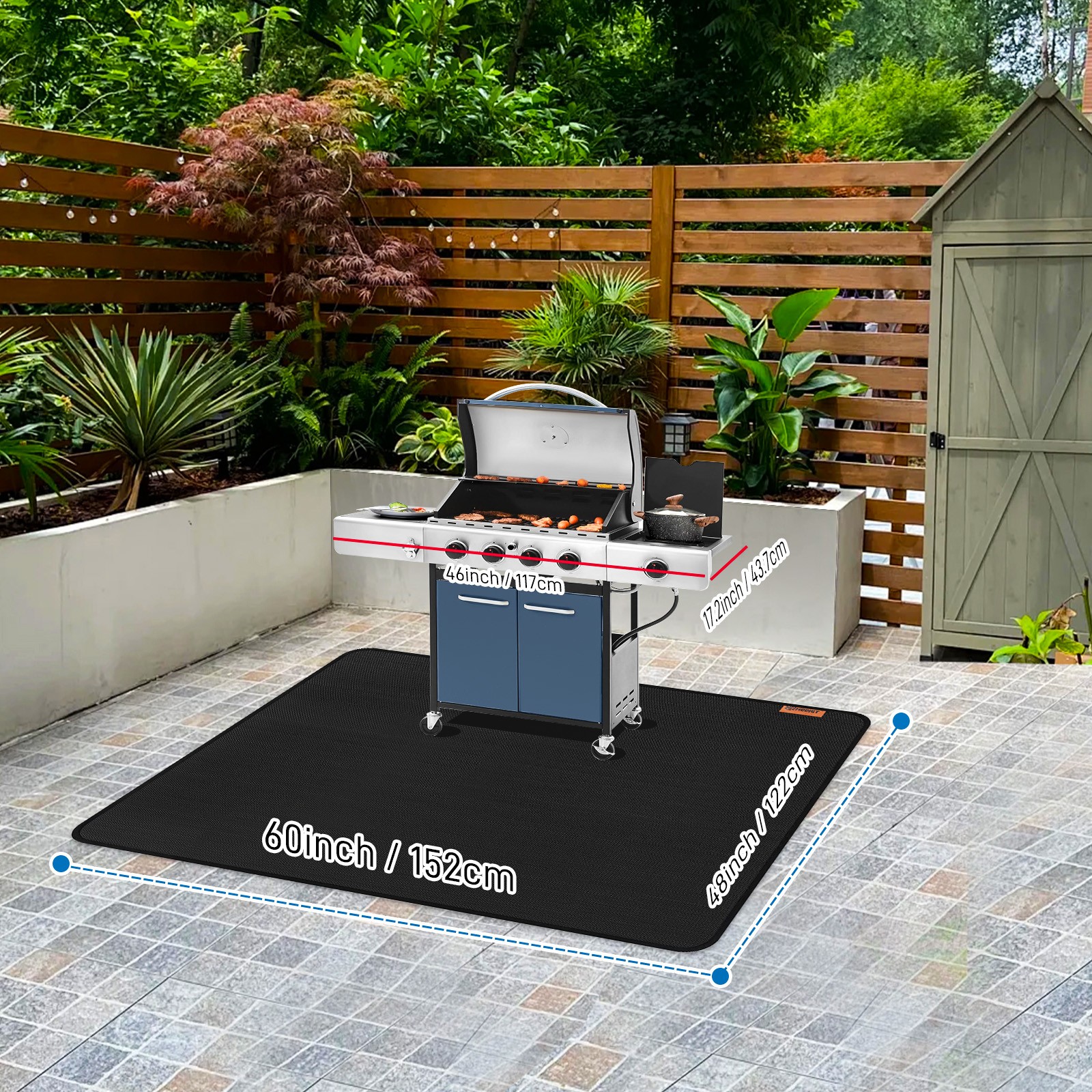 1PCS 60" x 48" Easy to Clean and anti sticking Outdoor Under Grill Barbecue Mat