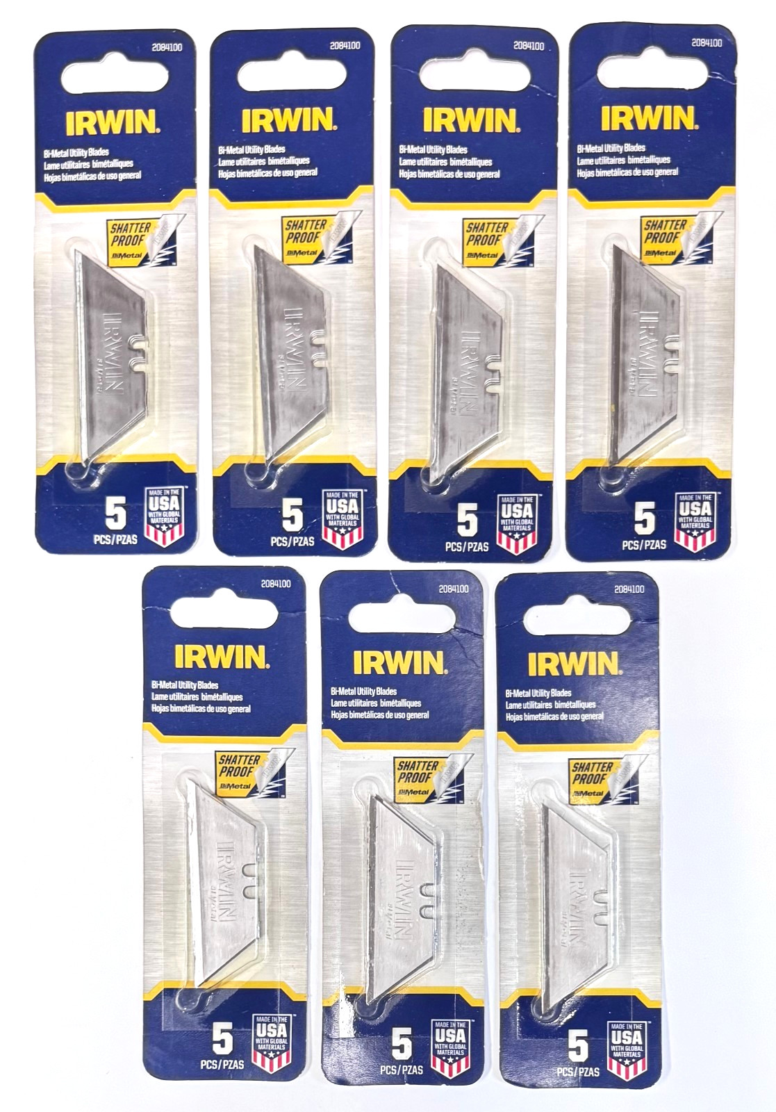 New Lot of 7 IRWIN 2084100 Bi-Metal Utility Blades 5PK ( 35 Total ) USA ~Fr.Sh.