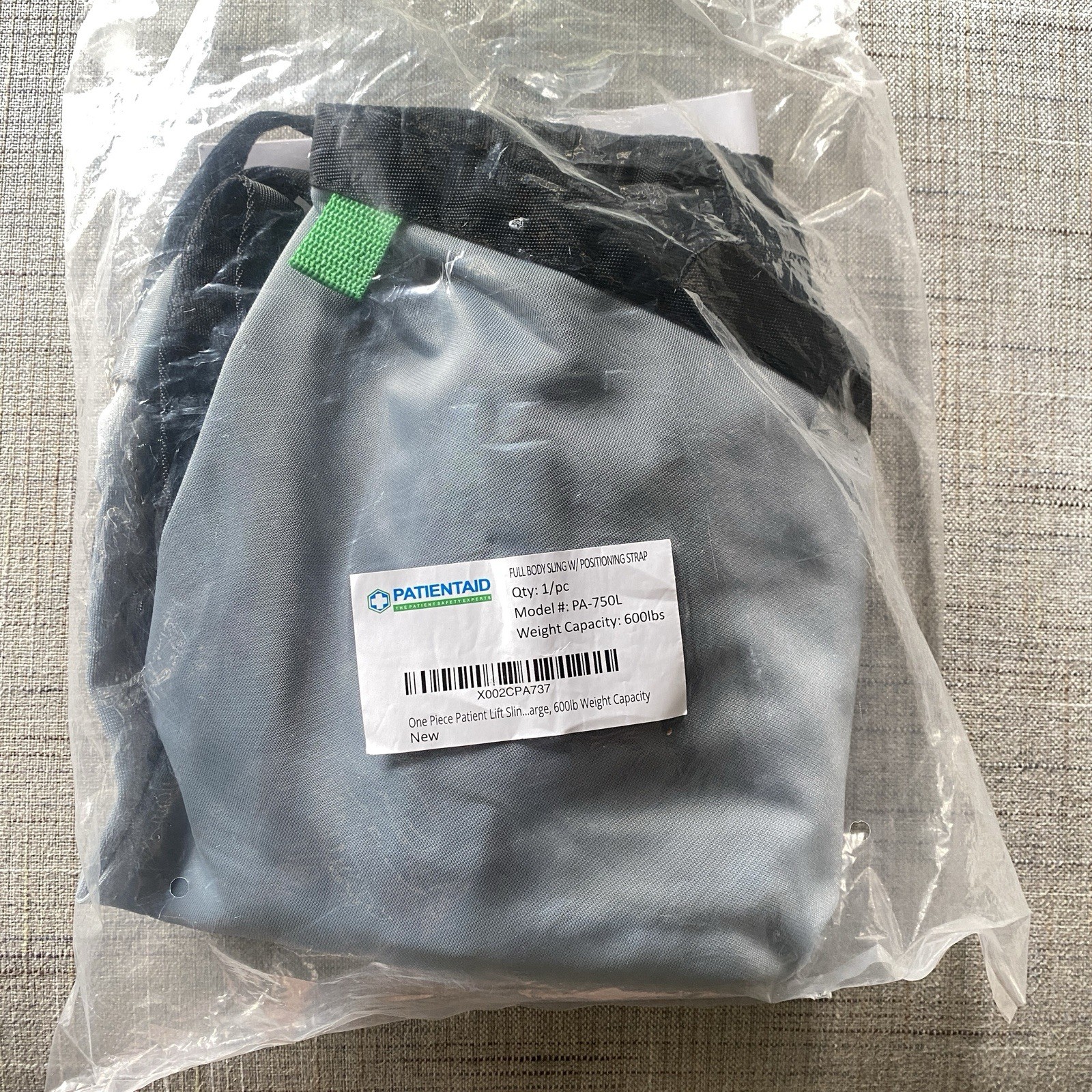 Patient Aid One Piece 600lbs 750L Lift Sling Positioning Strap Solid Polyester