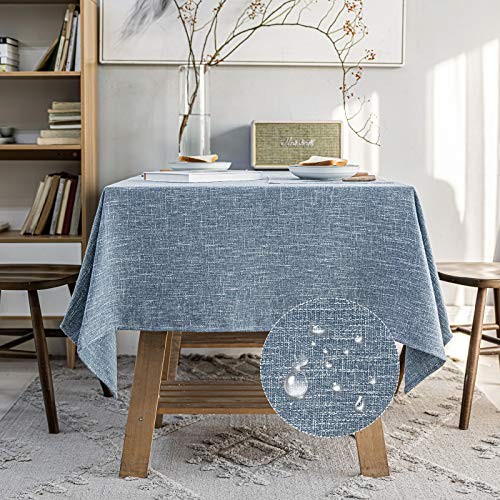 Waterproof Cotton Linen Tablecloths 70" x 54" (Rectangular) Dirty Blue