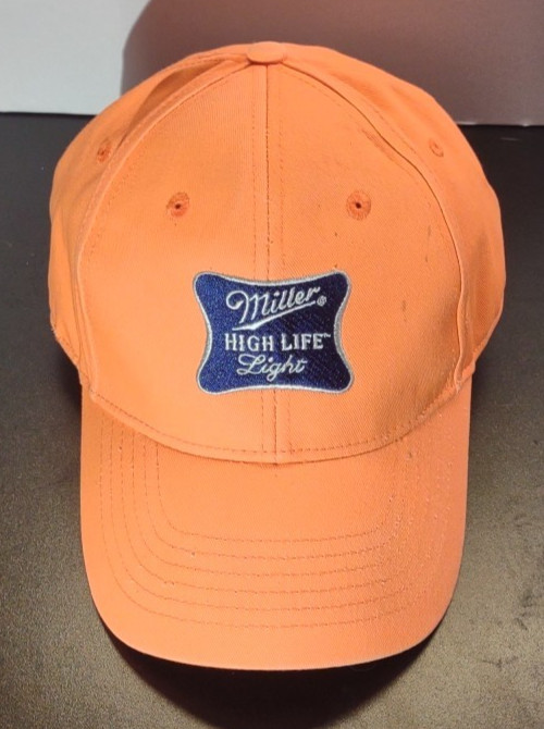 Miller High Life Light Beer Hat Cap Adult Blaze Orange Strapback Hunting Outdoor