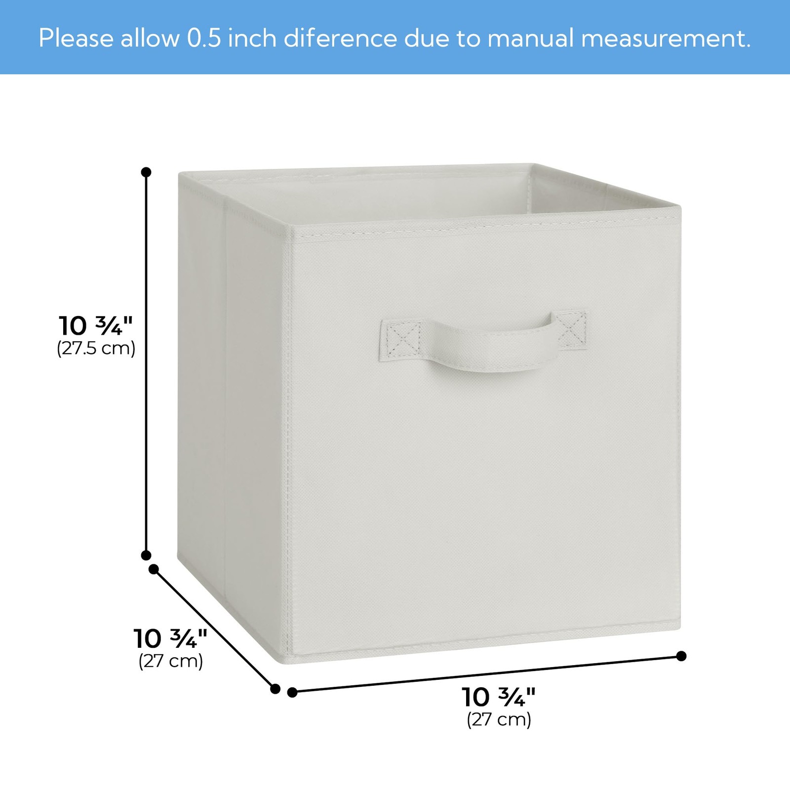 Cupic Cupid 11 Inch Storage Cube, Fabric Cube Bin 11 Inch, Light Gray