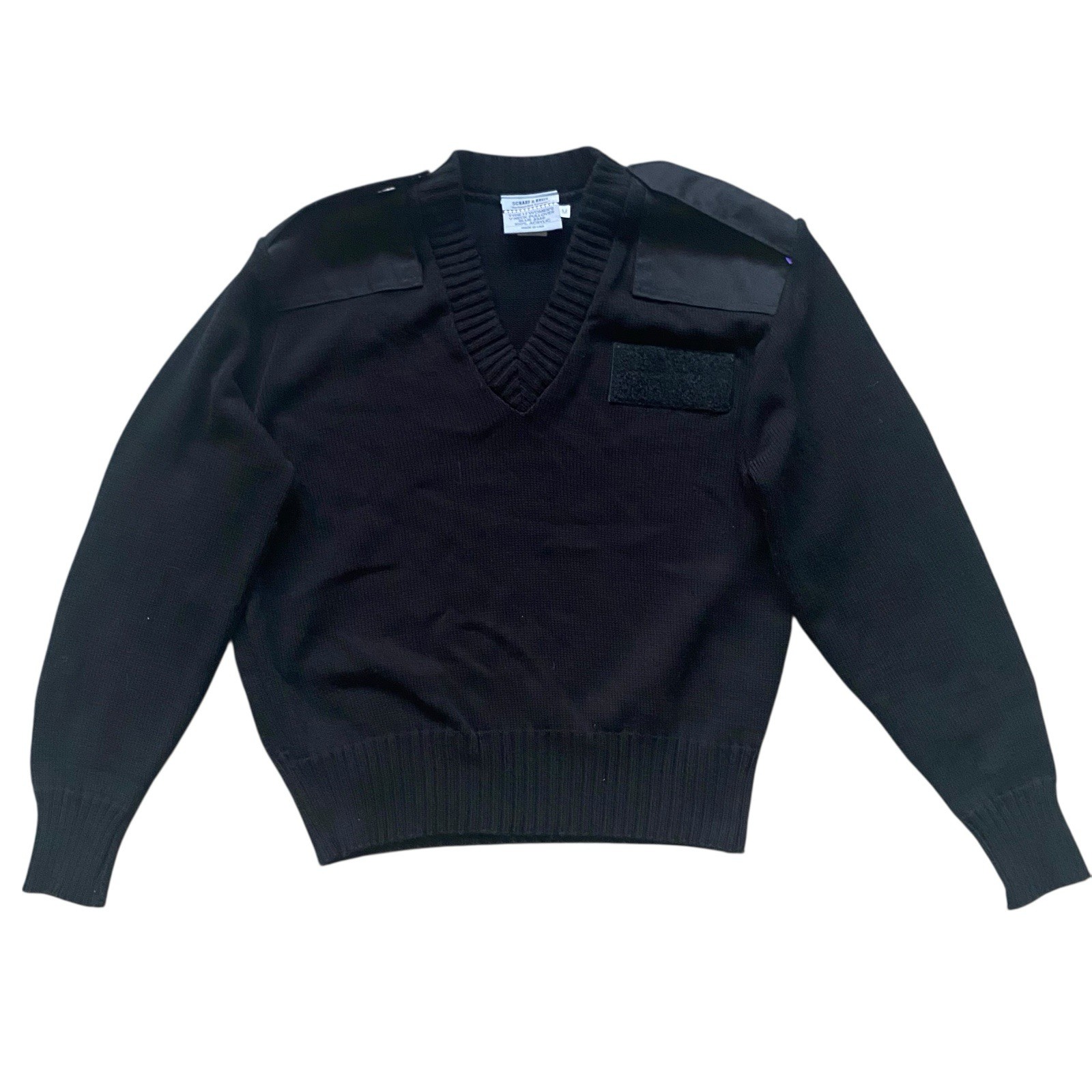 Scharf Breit Type II Women M Knit V Neck Pullover Dark Navy Acrylic Made USA
